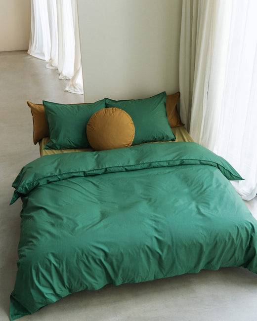 Duvet Cover Set Cotton Forest Green