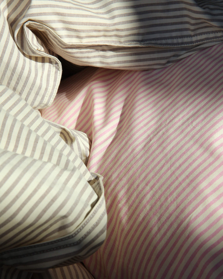 Beddengoed Set Katoen Streep Pink Ecru - SUITE702